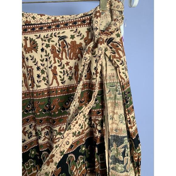 Boho Hippie Print Camel Elephant Floral Boho Long Skirt Adjustable Size To M/L - Picture 6 of 7